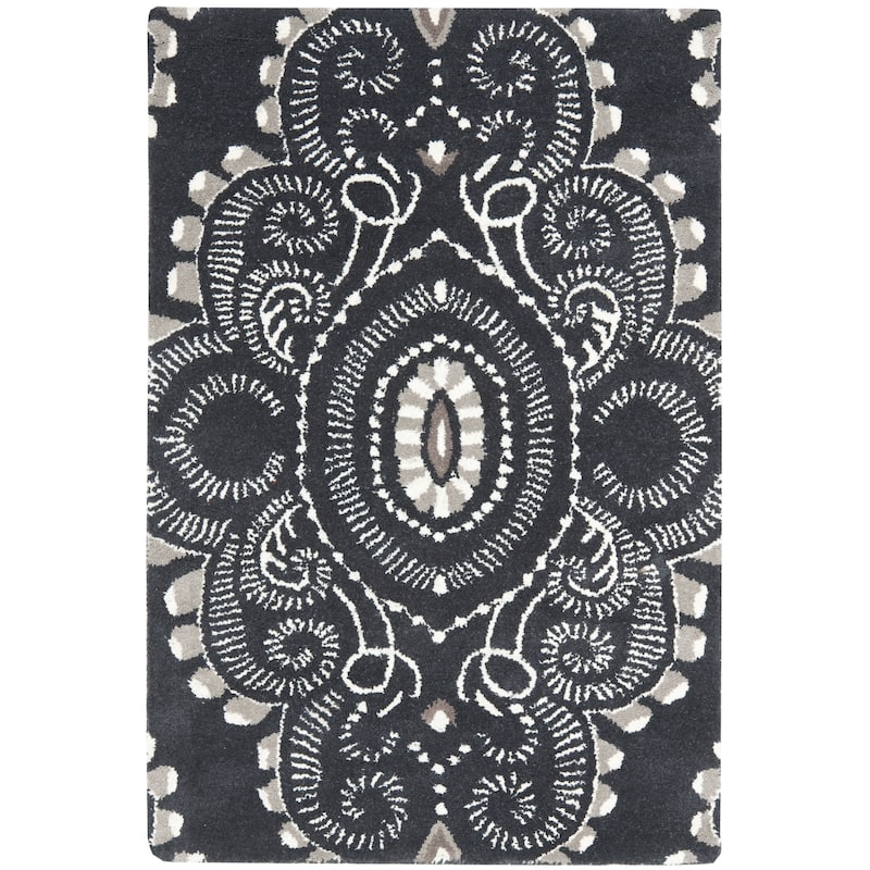 SAFAVIEH Handmade Wyndham Geanina Modern Wool Rug - 2' x 3' - Dark Grey/Ivory