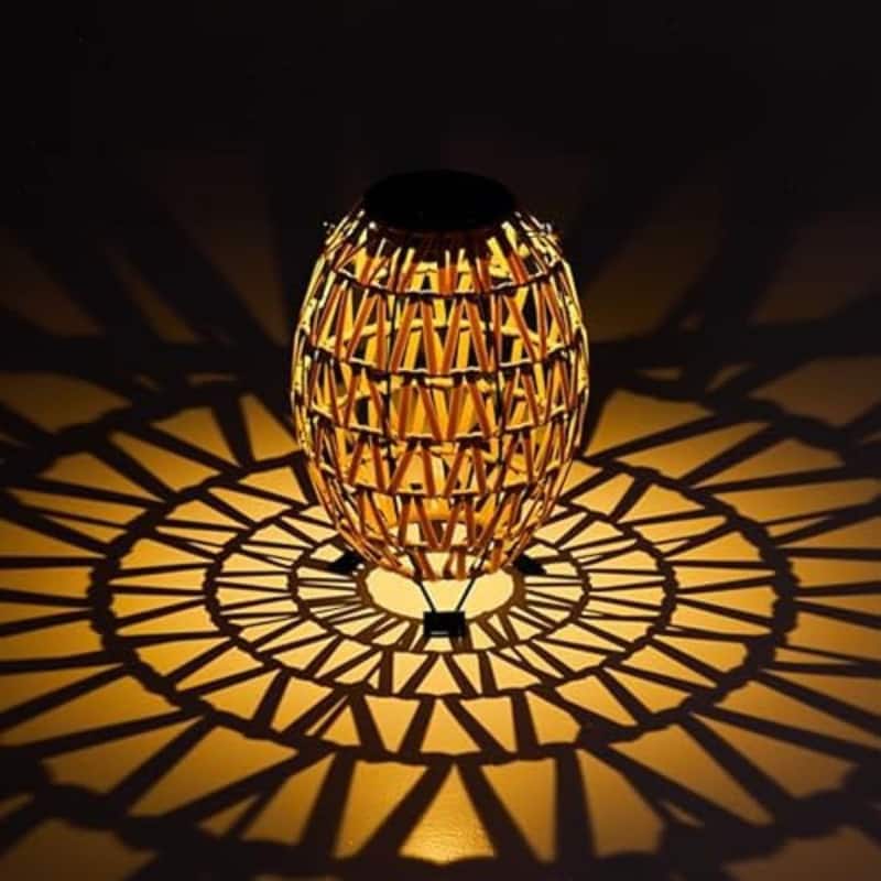 Aria Home Solar Wicker Lantern Outdoor with Rattan Weave and LED Light