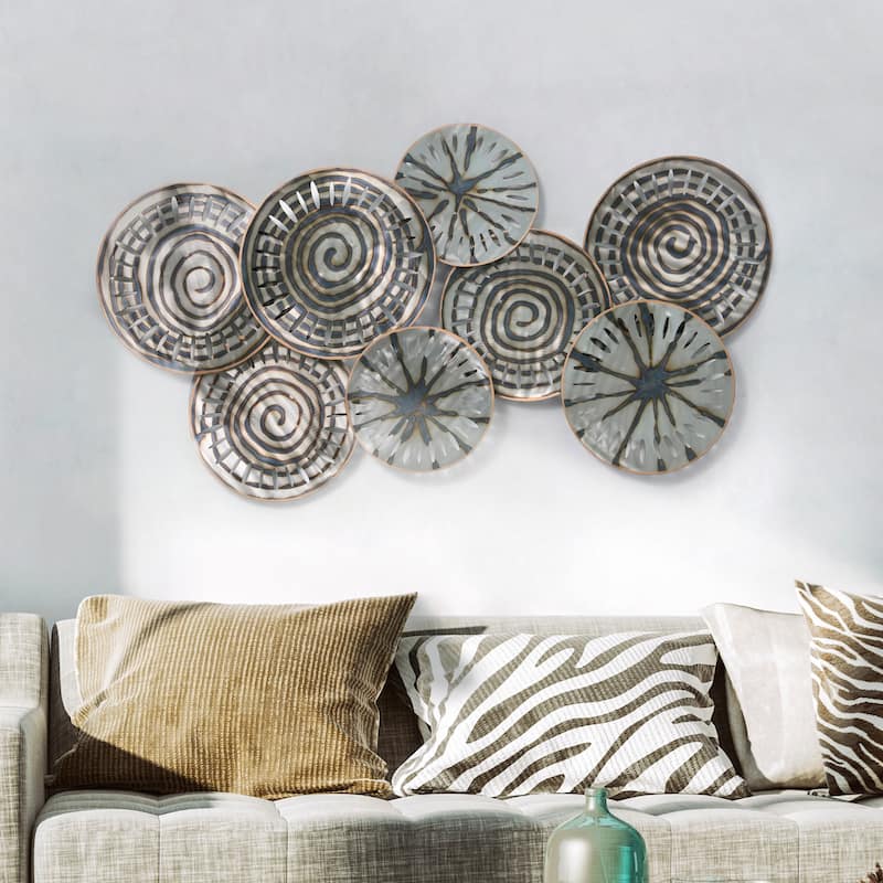 Colorful Hand Painted Etched Metal Wall Sculpture