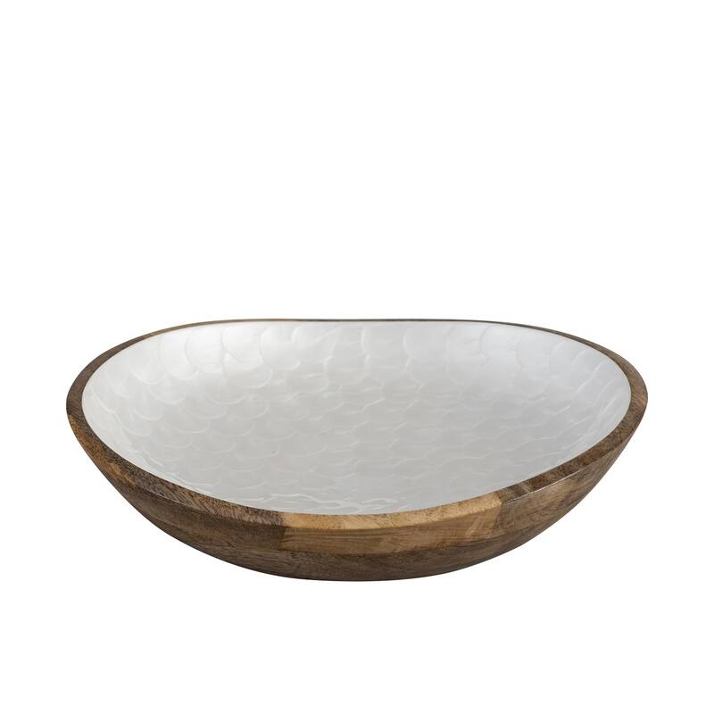 Mang Wood Bowl With White Pearl Enamel