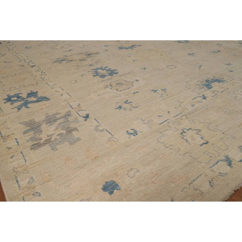 Beige Oriental Oushak Turkish Area Rug Hand-Knotted Wool Carpet - 8'0"x 9'8" - 8'0"x 9'8" - Ivory/Beige