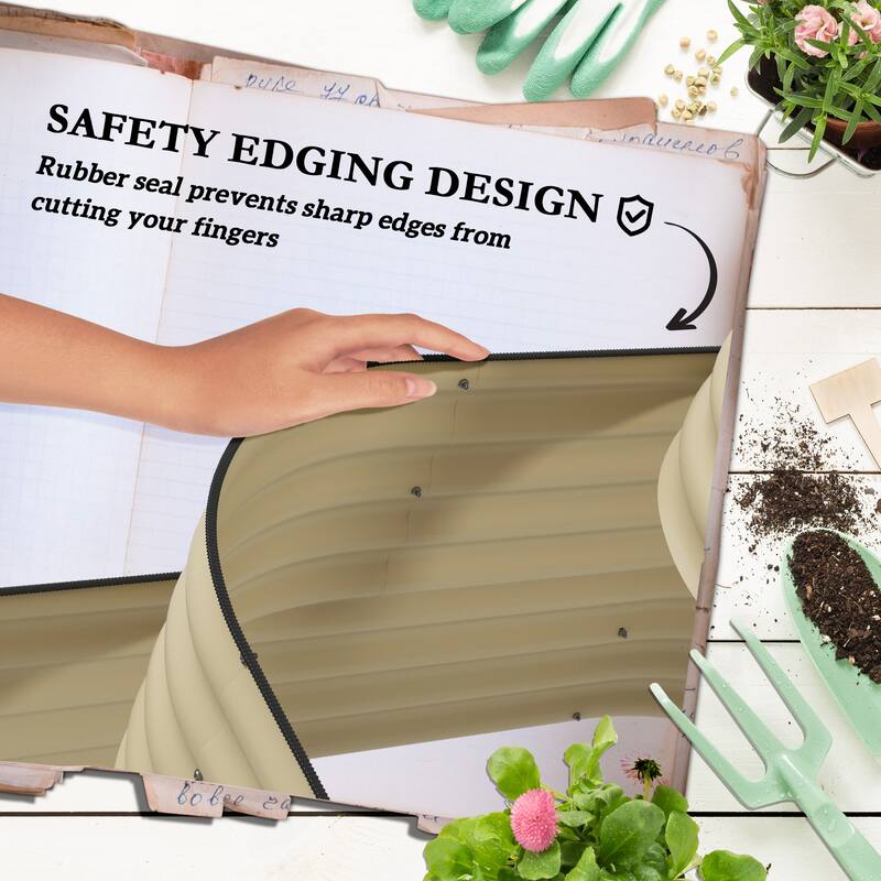 Outdoor Modular Raised Garden Bed with Bottomless Design Safety Edging