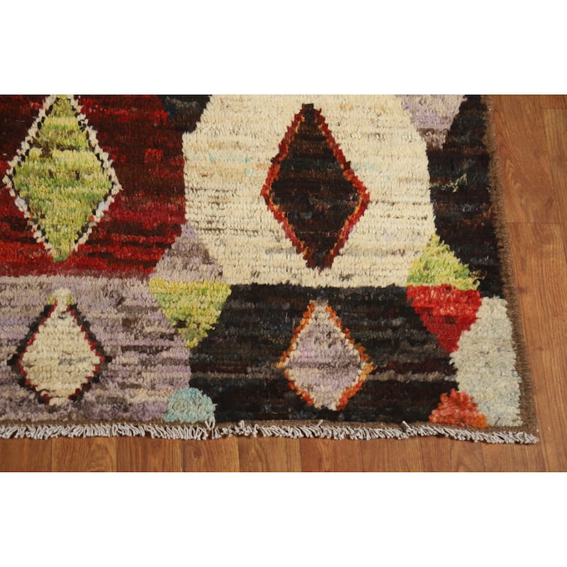 Multi-Color Geometric Moroccan Oriental Area Rug Handmade Wool Carpet - 5'7" x 7'7"