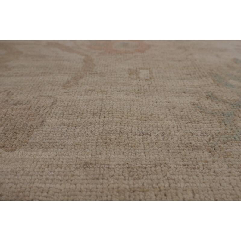 Beige Oushak Turkish Area Rug Handmade Vegetable Dye Wool Carpet - 8'1"x 10'3"