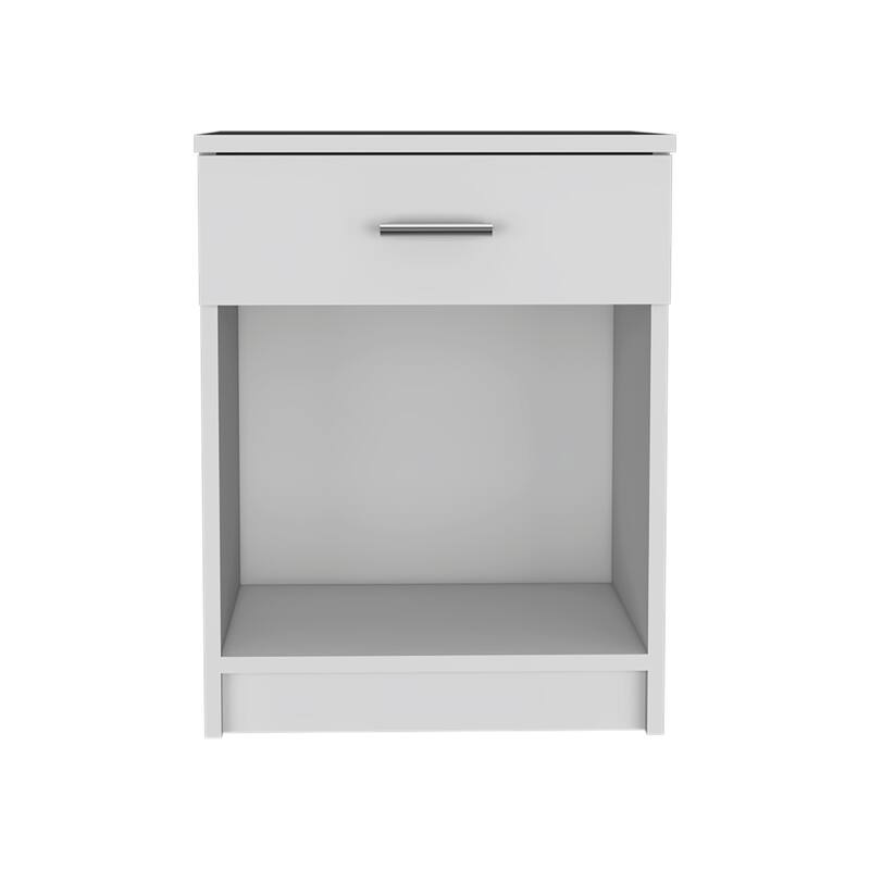 FM Furniture Pictor Nightstand with One Drawer, Lower Shelf, and Superior Top