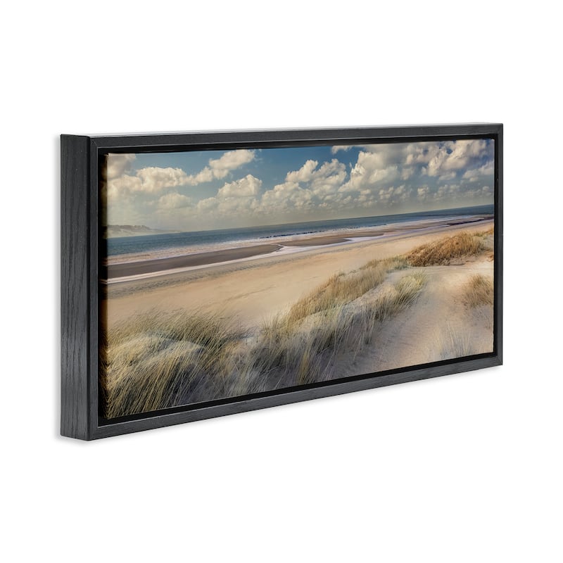 Stupell Rolling Clouds Beach Scenery Framed Floater Canvas Wall Art Design By Mike Calascibetta