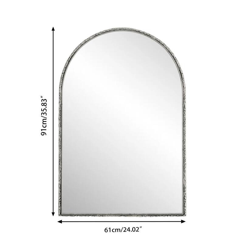 Silver Arched Wall Mirror - Bathroom Vanity & Home Decor
