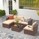 preview thumbnail 9 of 18, 6-piece Outdoor Wicker Sectional Sofa Set Beige