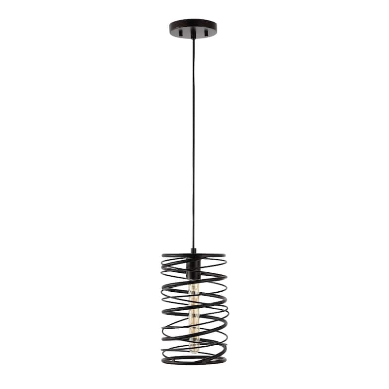 Skylar 7.25" 1-Light Modern Contemporary Iron Spiral LED Pendant, by JONATHAN Y