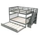 preview thumbnail 10 of 8, Stairway Full-Over-Full Bunk Bed with Twin size Trundle, Storage and Guard Rail for Bedroom, Dorm - Gray