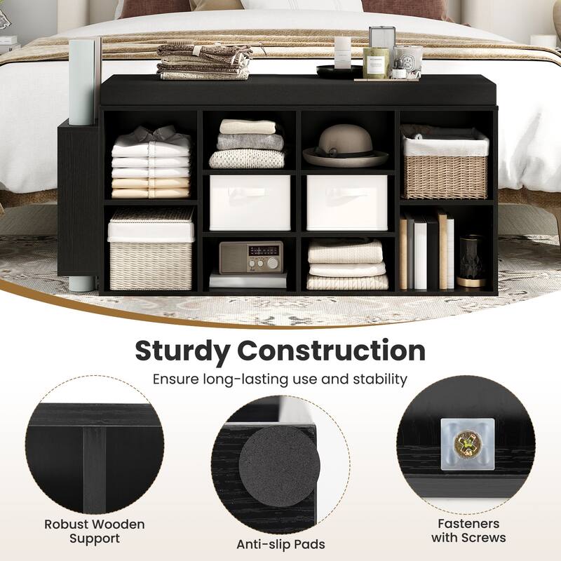 Gymax Shoe Storage Bench w/Umbrella StandPadded Seat Adjustable &