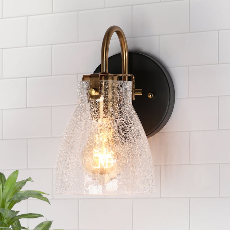 Aidtyrtm Modern 1-Light Glass Wall Sconce Bathroom Vanity Light - L5.1" x W7.1" x H8.3"
