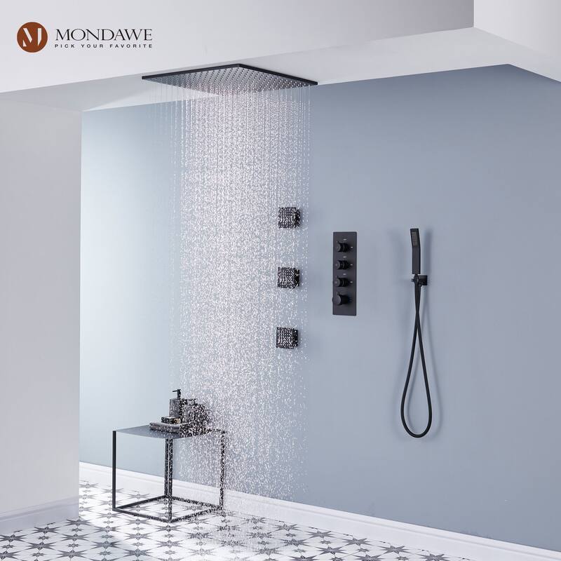 20 Inch 3 Functions Flush Ceiling Mounted Thermostatic Shower System