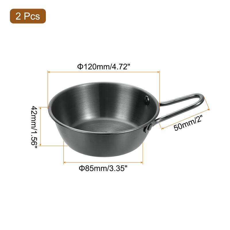 2 Pcs Korean Traditional Wine Bowls, Stainless Steel Rice Wine Cup - Black - 4.72 Inch