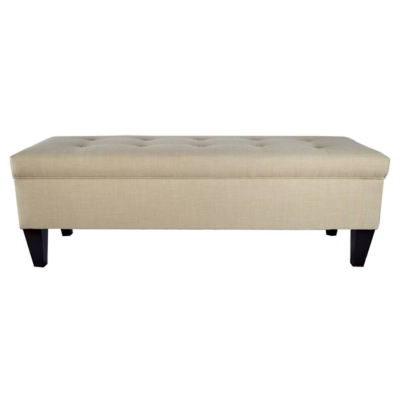Brooke Button Tufted Long Storage Bench Ottoman - Beige
