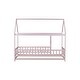 preview thumbnail 47 of 127, Wood Toddler House Bed with Roof Frame and Safety Guardrails Montessori Floor Bed without Slats No Door Houseshaped Platform Bed