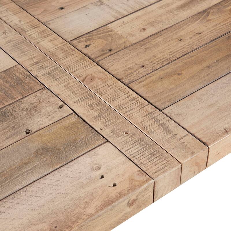 Roomfitters 72-Inch Rectangular Dining Table, Solid Pine Wood Kitchen Table with Metal Support, Weathered Natural