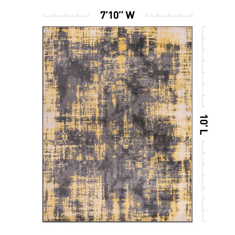 World Rug Gallery Contemporary Abstract Design Yellow Area Rug