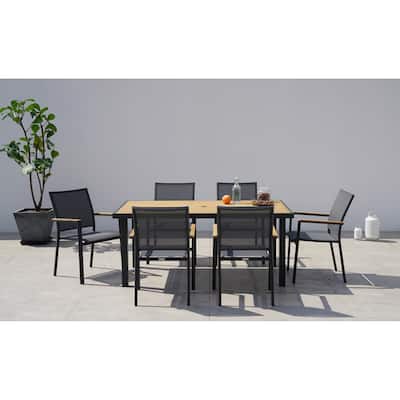 Essence 7-pc. Dark Grey Dining Set with Pewter Sling