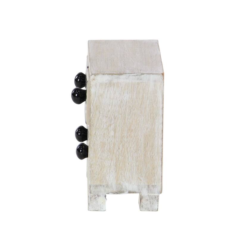 Square White Lattice-Patterned 4-Drawer Ceramic Jewelry Box