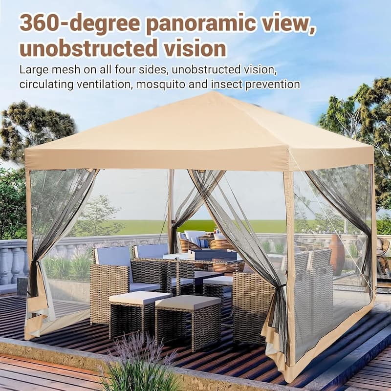 10X10 Ft Instant Pop Up Canopy Tent, Portable Picnic Shade for Outdoor Parties, Camping, Events - N/A