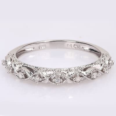 Miadora Sterling Silver 1/8ct TDW Diamond Infinity Anniversary Wedding Band Ring