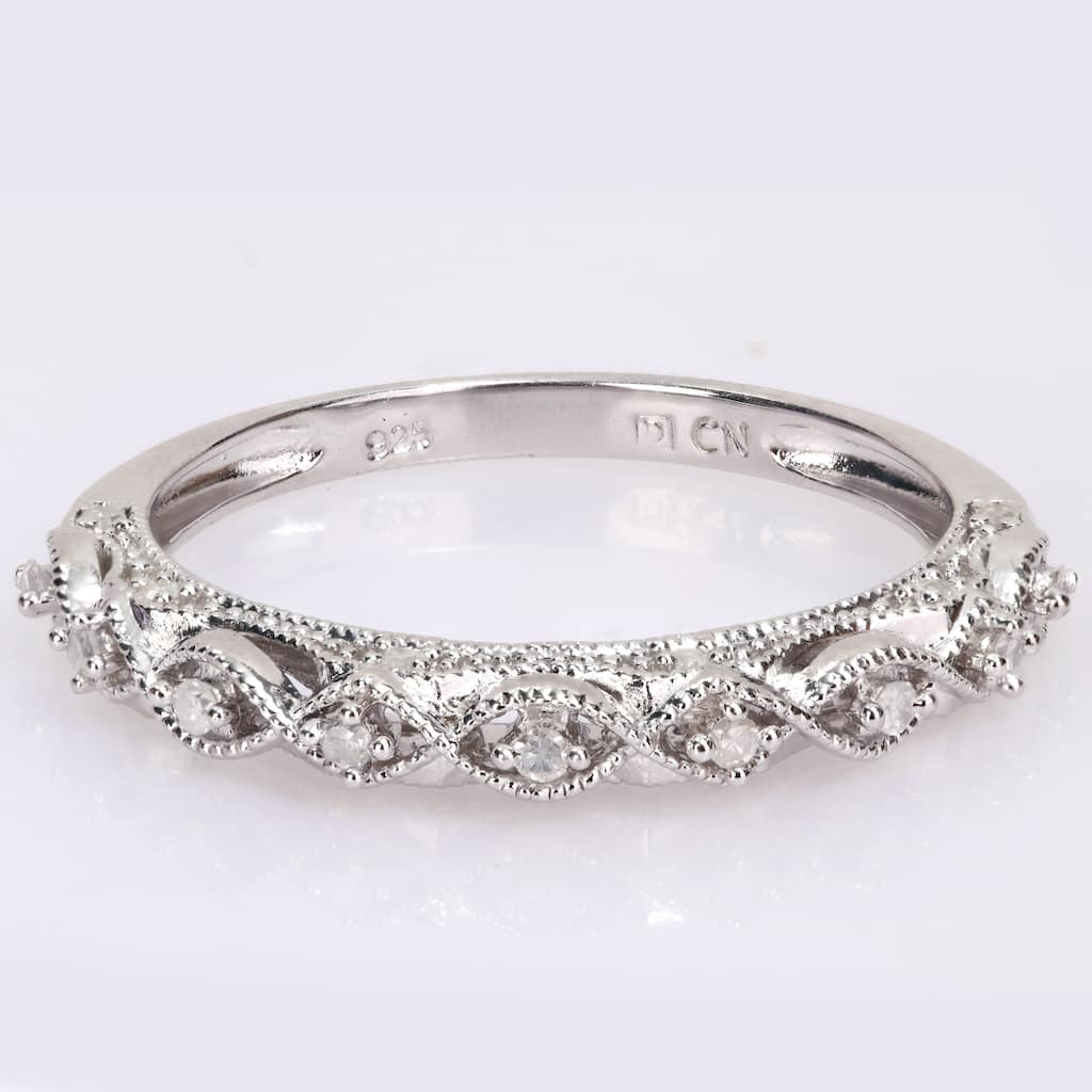 Miadora Sterling Silver 1/8ct TDW Diamond Infinity Anniversary Wedding Band Ring