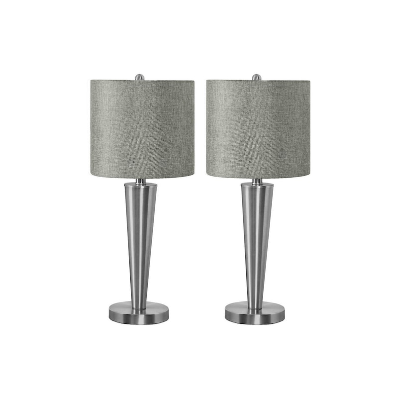 Set of 2 Table Lamps with USB Port 24 Inch Height Nickel Finish