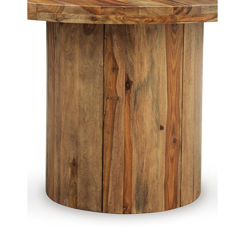 Donni Round Dining Table with Sheesham Wood Grain Patterns, 54 Inch