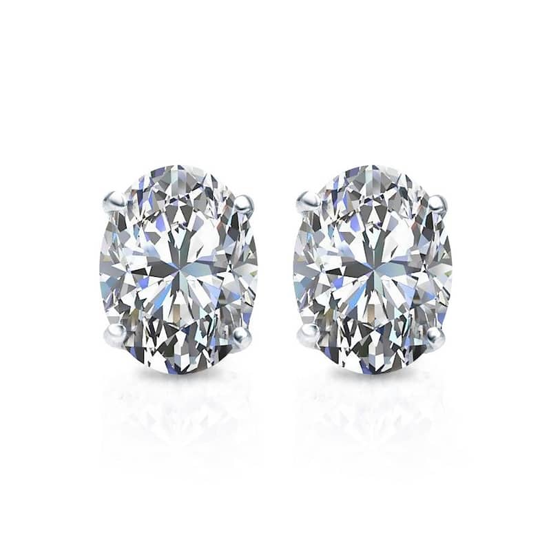 Auriya 1/2ctw Oval-cut Diamond Stud Earrings 14k Gold (I-J, I1-I2)