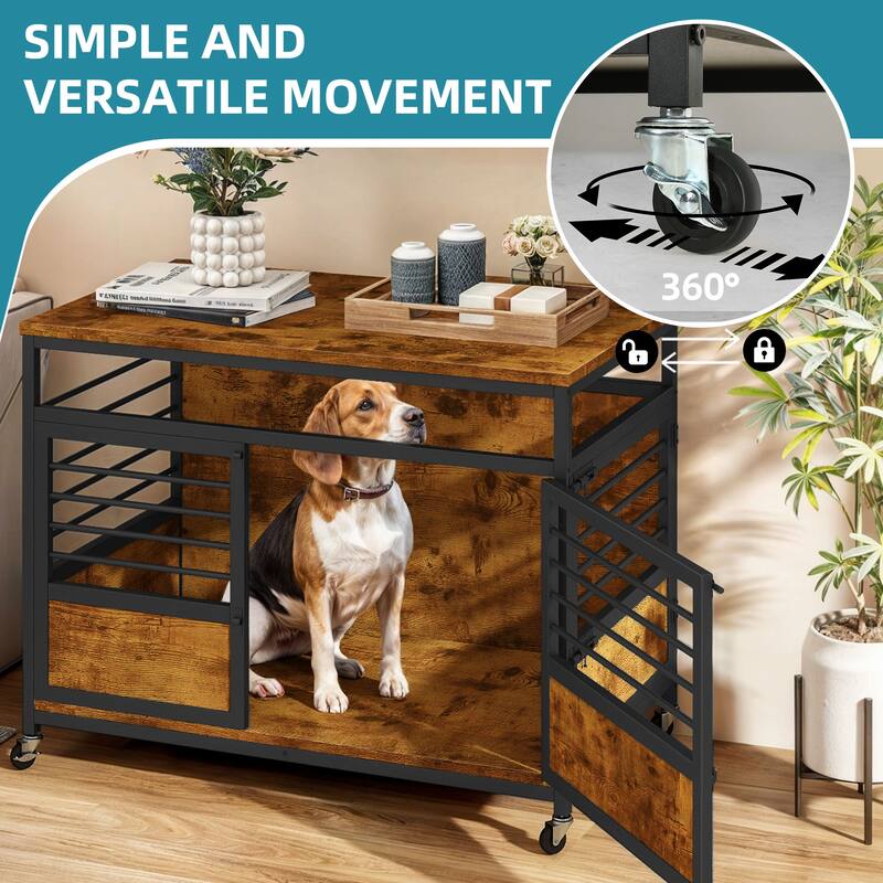 Moasis 24"/31"/39" Wooden Dog Crate Kennel End Table Furniture