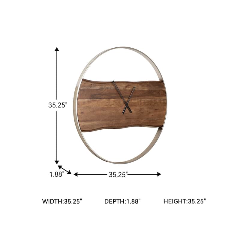 Panchali Brown/Silver Finish Wall Clock - 024052686944