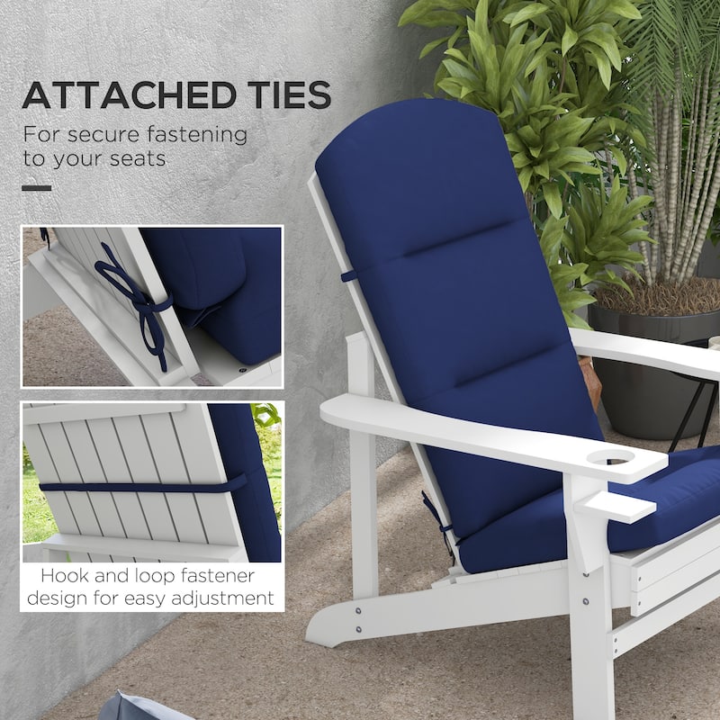 Outsunny Adirondack Chair Cushions, Outdoor Chair Cushions for Fire Pit Chairs with Seat Cushion, Back Cushion and Ties