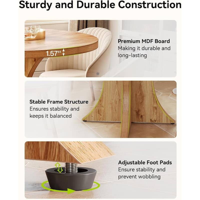 47” Round Particle Board Kitchen Dining Table Perfect to 4-6 People for Meals or Games - 47.24”L x 47.24”W x 29.92”H