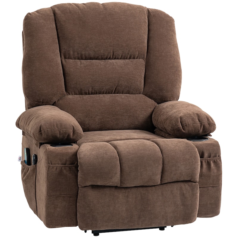 Brown Power Lift Recliner Chair with Vibration Massage, Heating, Remote Control, Quick Assembly, and Side Pockets