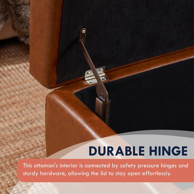 Hamilton Upholstered Rectangle Storage Ottoman with Hinge Lid - 40" x 15" x 16"