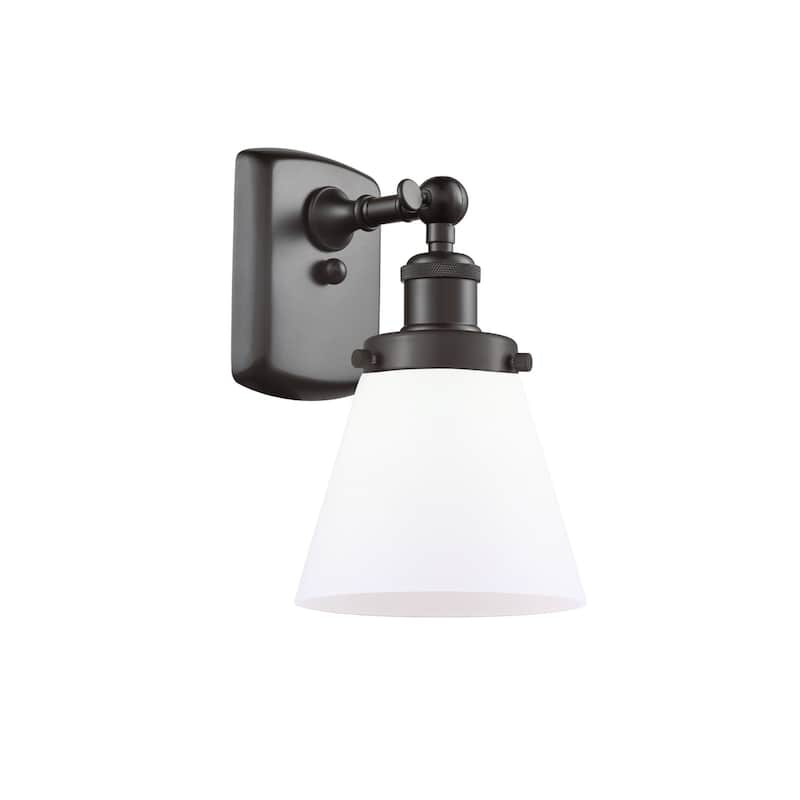 Innovations Lighting Small Cone 6" Wide Bathroom Sconce - Oil Rubbed Bronze / Matte White