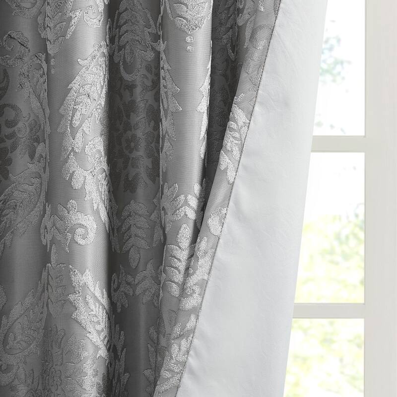Knitted Jacquard Paisley Total Blackout Grommet Top Curtain Panel(Only 1 Pc Panel)
