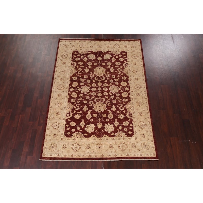 Vegetable Dye Traditional Chobi Peshawar Area Rug Wool Hand-knotted - 5'10" x 8'3"