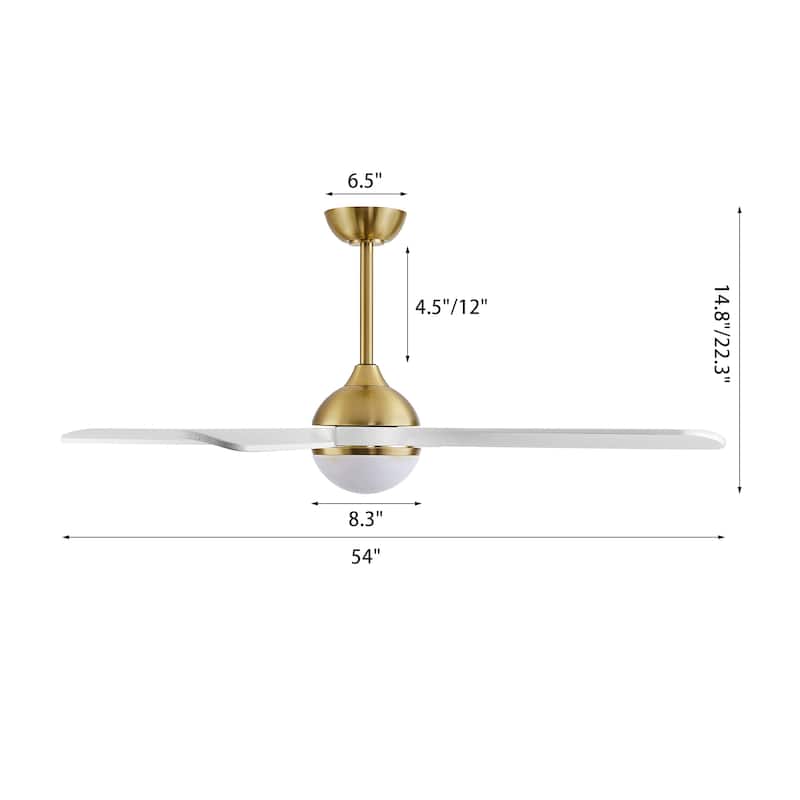 MLiAN 54 inch 4 Soild Wood Blades Smart LED Ceiling Fan with Remote - 54"