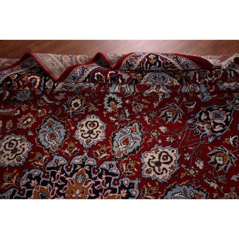 Red Traditional Kashan Turkish Area Rug Machine Made Oriental Carpet - 9'9" x 12'10"