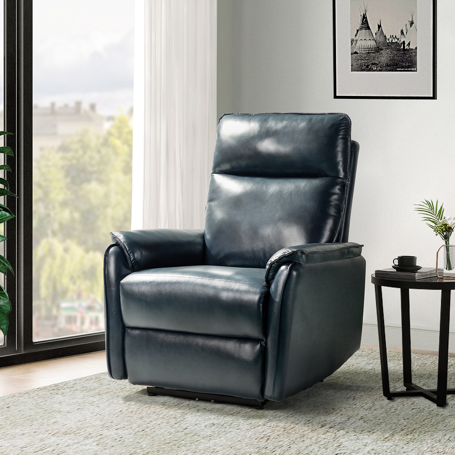 Tabon 30.2 Wide Comfy Genuine Leather Power Recliner with Black Base by  HULALA HOME - Bed Bath & Beyond - 34744986