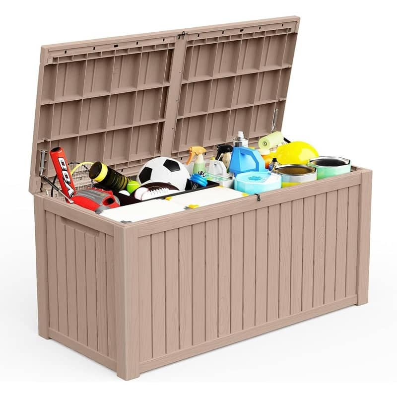 Outdoor Patio Storage Resin Lockable Deck Box - 180gal.LightBrown