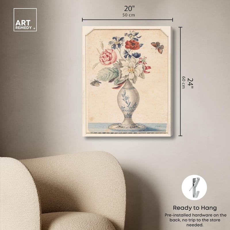 Vase with Flowers II 1850 Canvas by Art Remedy, Gallery Wrapped