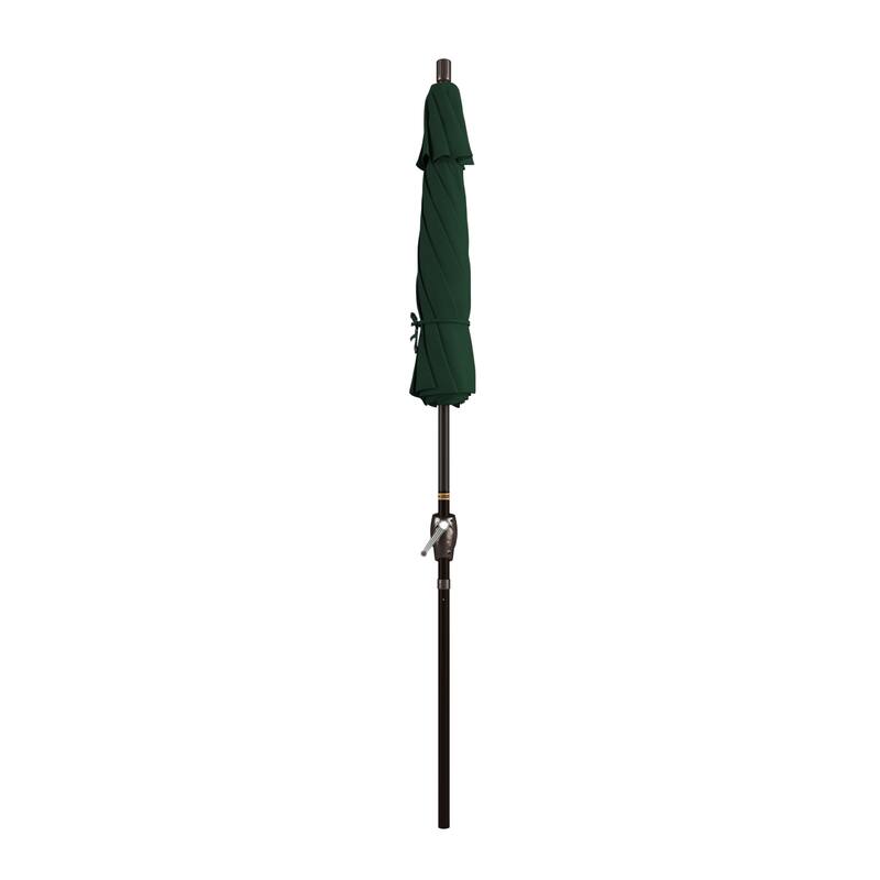 California Umbrella 7.5' Round Crank Lift Push Button Tilt Bronze Aluminum Patio Umbrella with Olefin Royal Blue Fabric