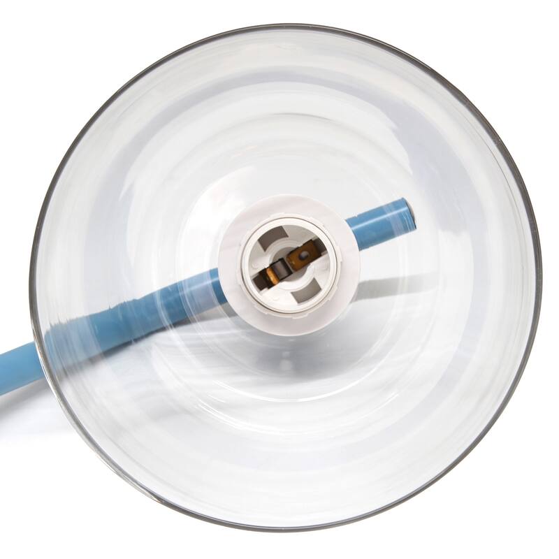 Angled Desk Lamp with Clear Ribbed Glass Shade - 15.75" - Blue