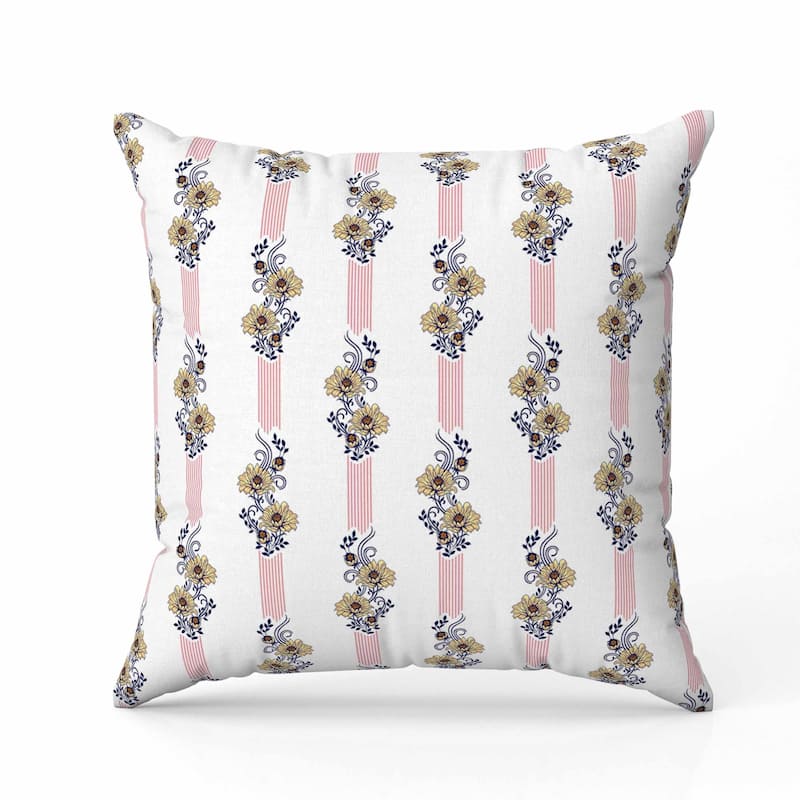 Floral Luminosity Faux Suede Reversible Throw Pillow White and Red