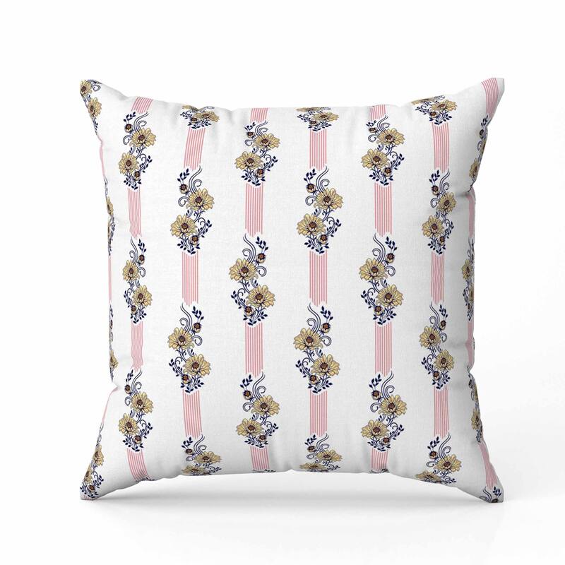 Floral Luminosity Indoor/Outdoor Reversible Throw Pillow White and Red