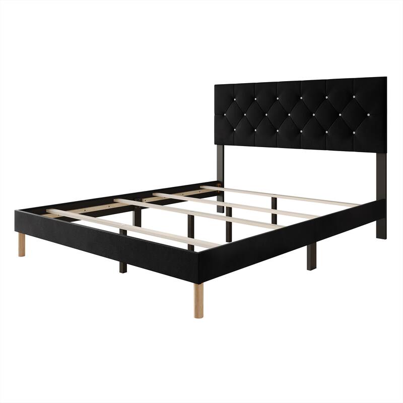 CraftPorch Elegant Velvet Upholstered Bed