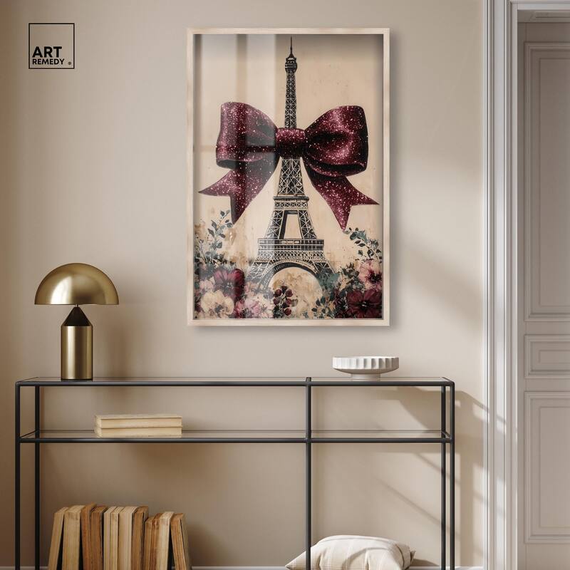 Sparkling Bow Eiffel Tower Shadowbox by Art Remedy